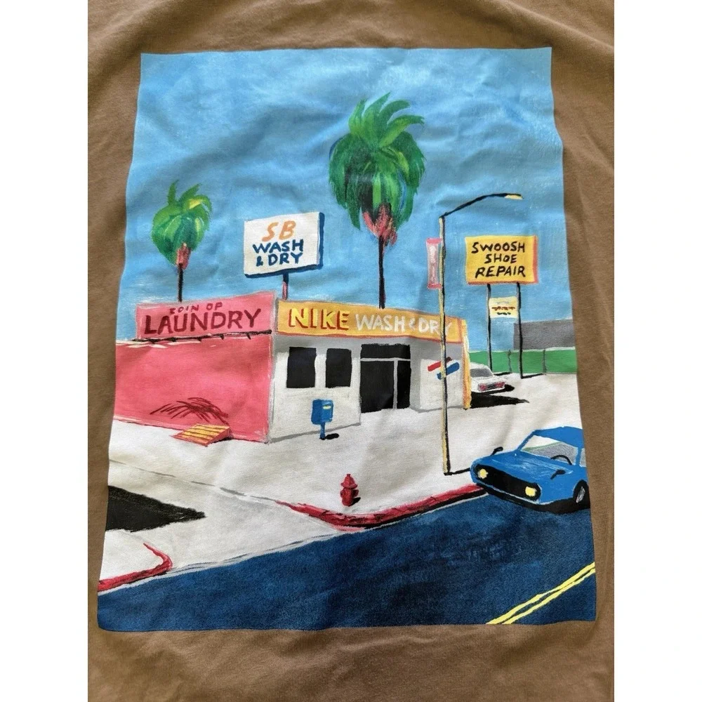 Nike SB The Nike Tee Loose Fit XL Brown Graphic T-Shirt Wash And Dry Art Skate